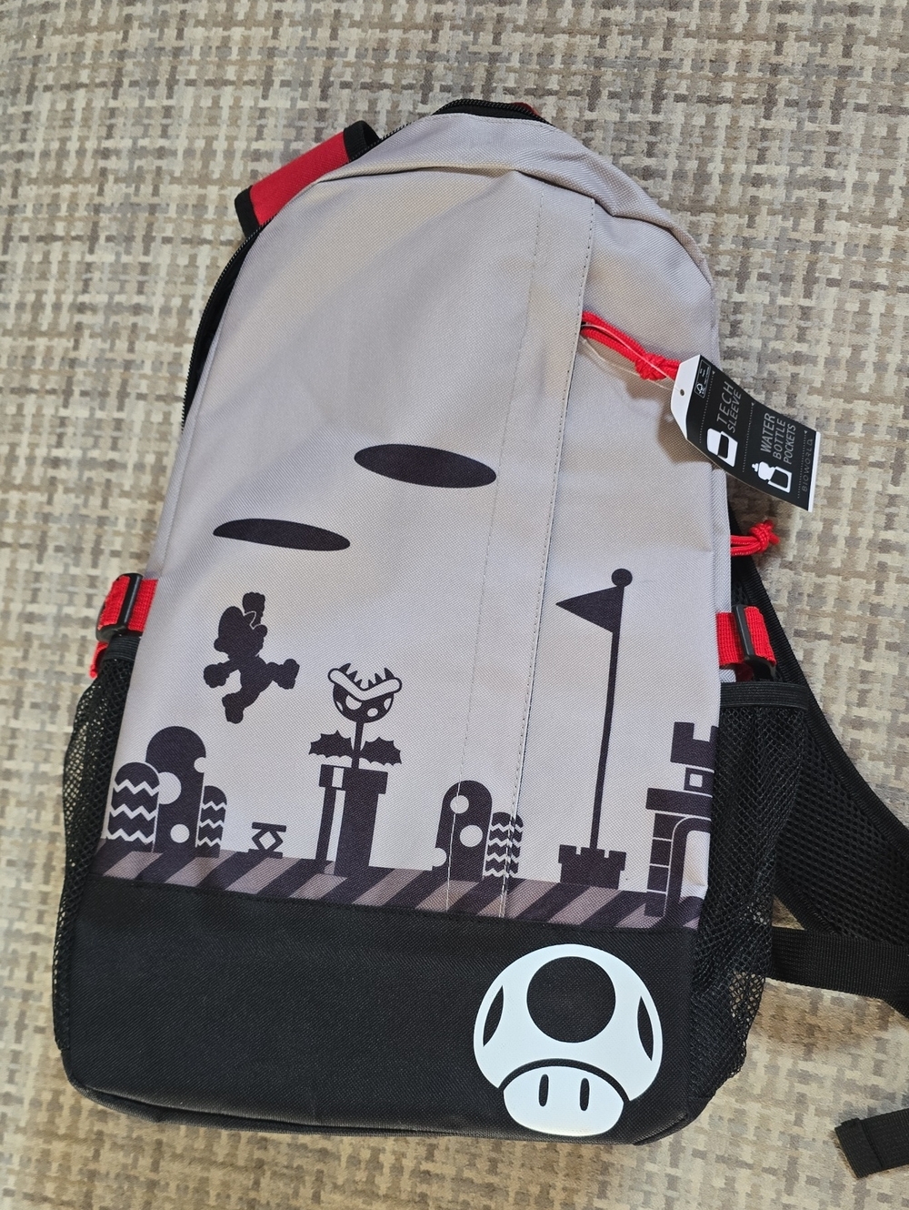 NWT- Bioworld Kids Beige, Black and Red Super Mario Backpack